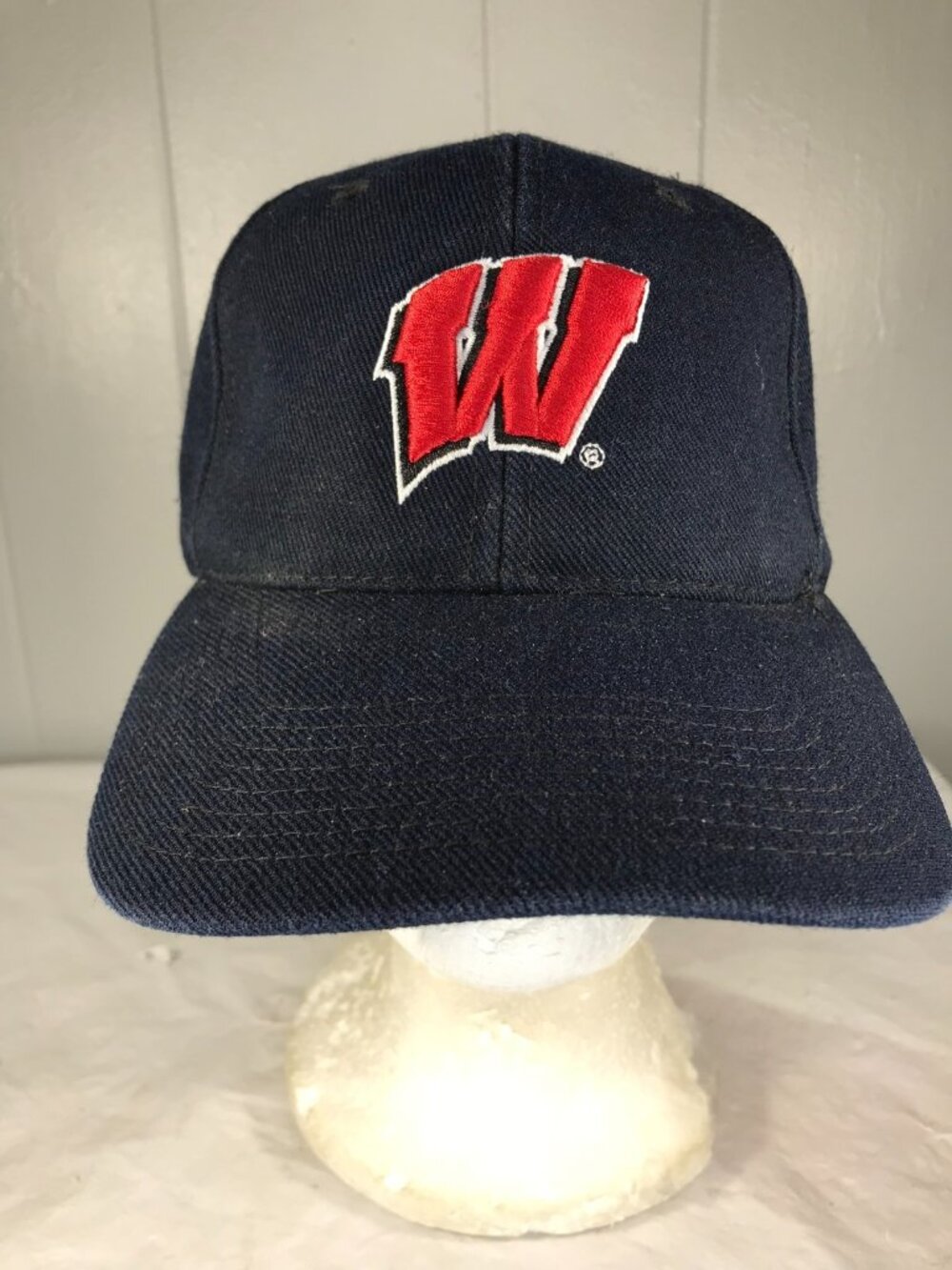 Vintage Wisconsin Badgers Sports Specialties Plain Logo Hat Snapback Cap Blue
